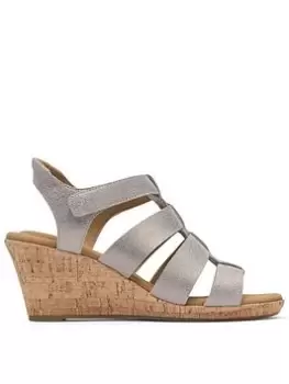 Image of Rockport Briah New Gladiator Taupe Metallic Leather, Beige, Size 7, Women