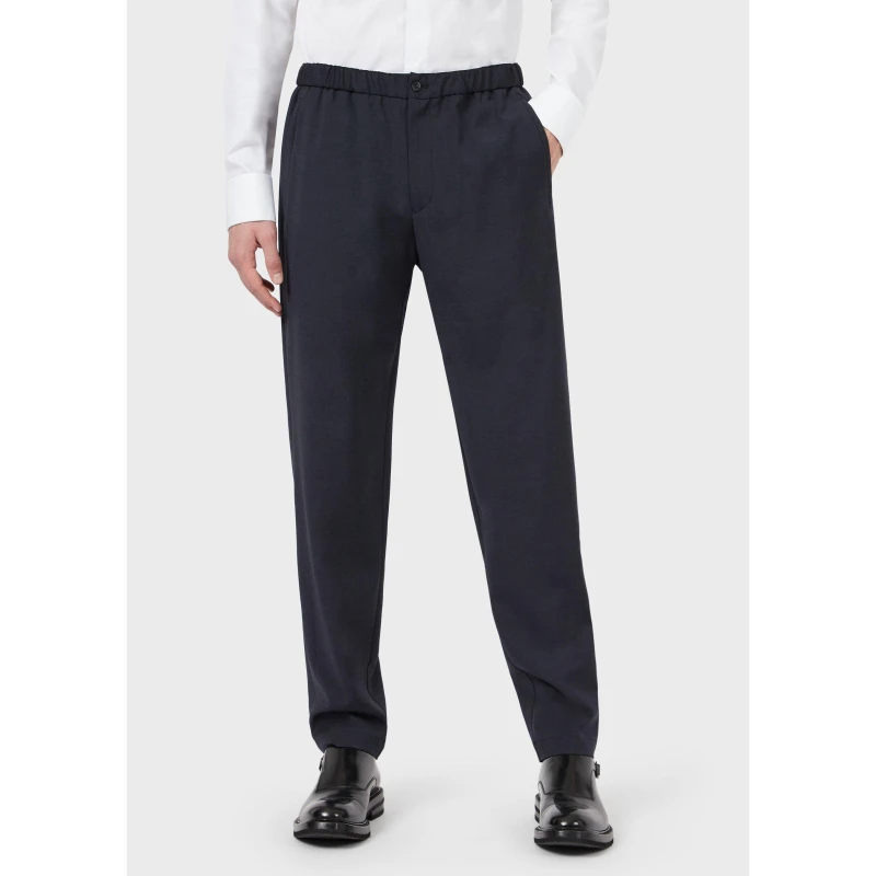 Image of Emporio Armani Straight Leg Trousers - Blue Blue XS