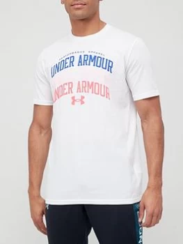 Image of Urban Armor Gear Training Multi Color Collegiate T-Shirt - White/Pink, Size S, Men