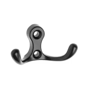 Image of GTV Small Double Coat Hanger Hook Door Wall Bath CK24 Model - Black, Pack of 5