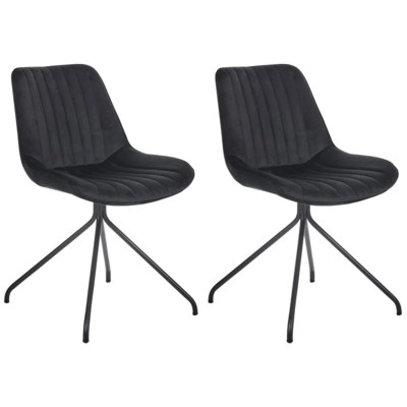 Image of Beliani Set Of 2 Dining Chairs Navasota Velvet Black