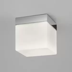 Image of Astro Sabina - 1 Light Square Bathroom Ceiling Light Polished Chrome, White Glass IP44, E27