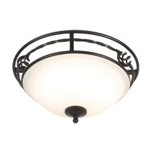 Image of 2 Light Flush Ceiling Light Black, E27