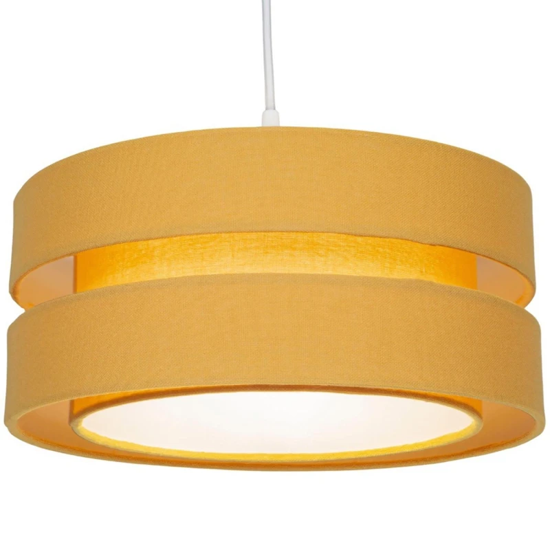 Image of Happy Homewares Contemporary Linen Fabric Triple Tier Ceiling Pendant Light Shade in Mustard Size: 14" Mustard Unisex 14"