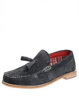 Image of Base London Tempus Suede Loafers - Navy