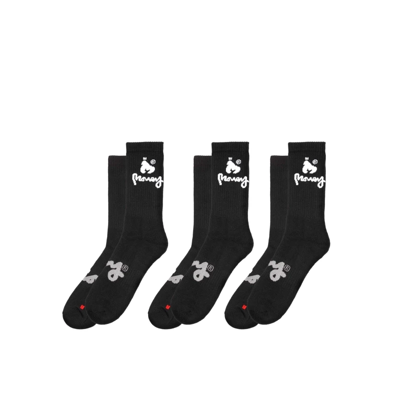 Image of Money Clothing MONEY SIG APE SPORT SOCK 3PK - BLACK Black