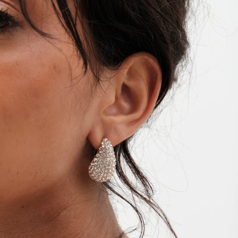 Image of Mood Silver Crystal Dome Hoop Earrings Jewellery Sets One Size Silver 72750111000