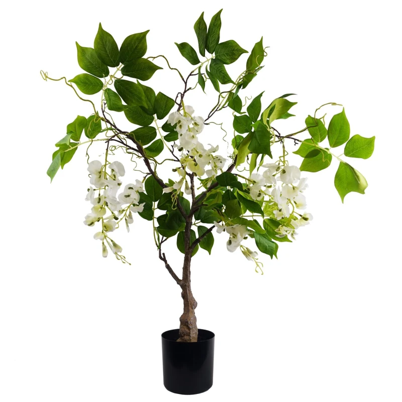 Image of Leaf 90cm Artificial White Wisteria Bush White Unisex