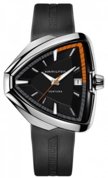 Image of Hamilton Mens Ventura Elvis 80 Black Dial Black Rubber Strap Watch