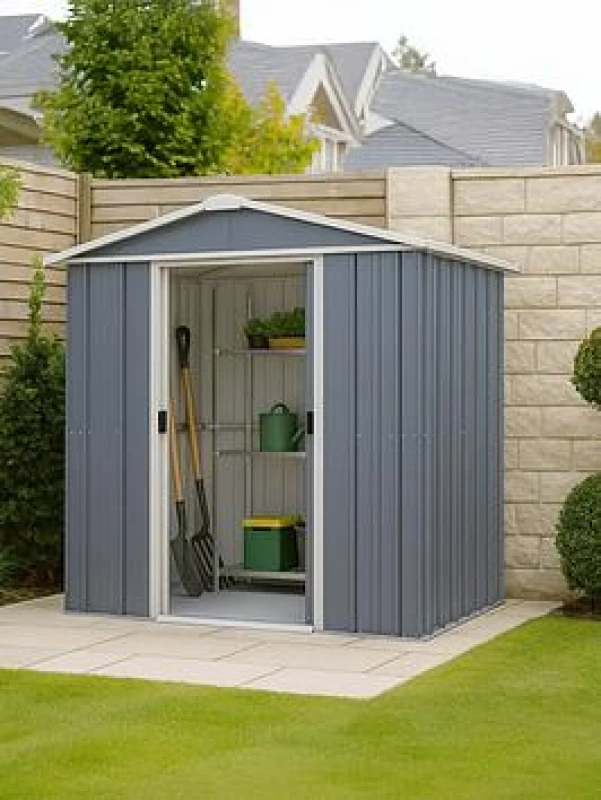 Image of Yardmaster 6ft X 7ft Castleton Apex Roof Metal Shed With Floor Frame One Colour WWYJQ Unisex