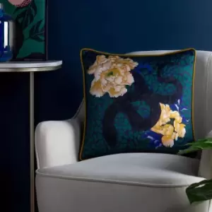 Image of Furn. Serpentine Polyester Filled Cushion Royal Blue/Teal