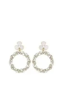 Image of Mood Gold Crystal And Opal Forward Facing Enamel Flower Drop Earrings