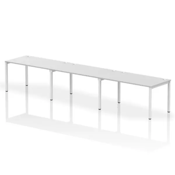 Image of Impulse Bench Single Row 3 Person 1400 White Frame Office Bench Desk White