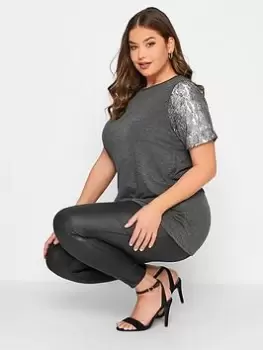 Image of Yours Snake Foil Slv T-Shirt Black, Grey, Size 16, Women