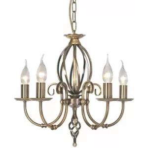 Image of Loops - 5 Bulb Chandelier LIght Artisan Knot Twist Detail Aged Brass LED E14 60W