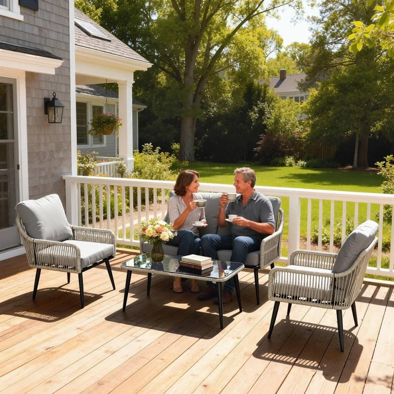 Image of OUTSUNNY Garden Furniture Set, Tempered Glass with 3 Chairs in Light Grey Light Grey Unisex