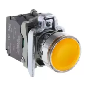 Image of XB4BW35B5, PB Illuminated 24V Yellow LED1NO/1NC