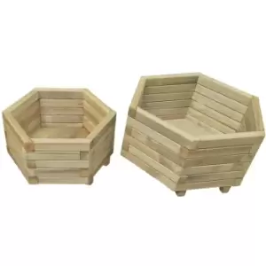 Image of Two Piece Garden Raised Bed Set Impregnated Pinewood vidaXL - Brown