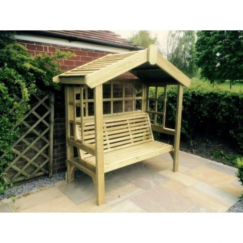 Image of Churnet Valley Garden Furniture Ltd Cottage Arbour - Min. Assembly Required - Set of Cushions Inc in Brown Brown Unisex