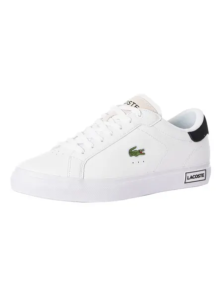 Image of Lacoste Powercourt 124 2 SMA Leather Trainers White/Black 7 UK