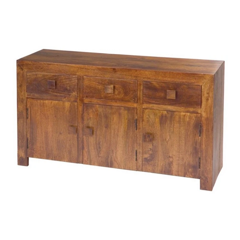 Image of Jaipur Furniture Ltd 3 Door 3 Drawer Sideboard - Mango Wood - L45 x W135 x H76cm - Dark Finish in Brown Brown Unisex