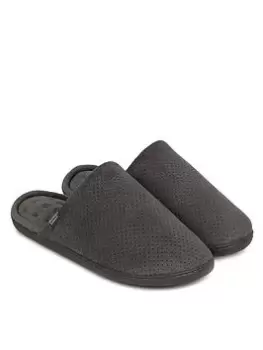 Image of TOTES Mens Airtex Suedette Mule Slippers with 360 Comfort & Pillowstep - Grey, Size 9, Men