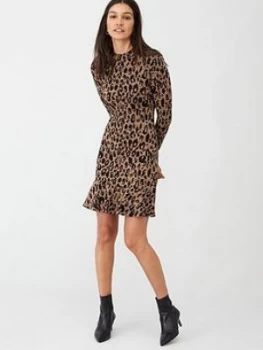 Image of Whistles Animal Print Flippy Dress - Brown/Multi