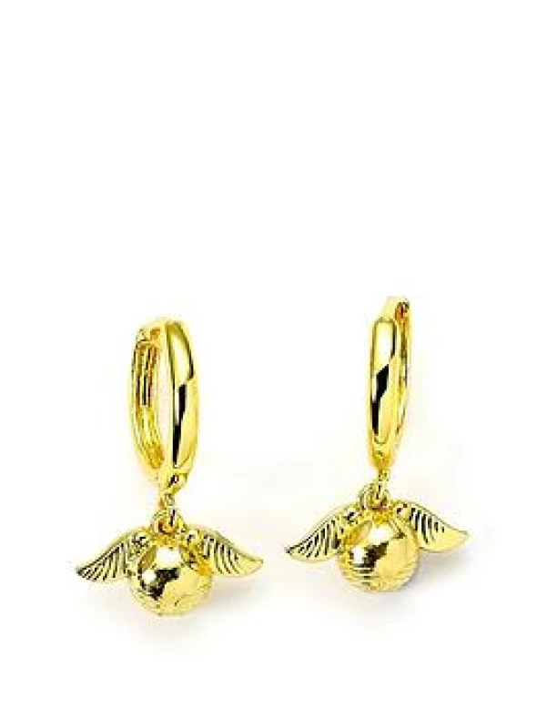 Image of Harry Potter Harry Potter Golden Snitch Gold Tone Huggie Earrings