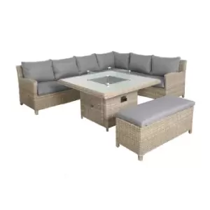 Image of Royalcraft Wentworth 7pc 120 Deluxe Fire Pit Modular Corner Dining Set - Grey - Garden & Outdoor