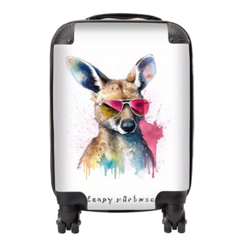 Image of Warren Reed Designer Wallaby In Pink Glasses Suitcase - Small