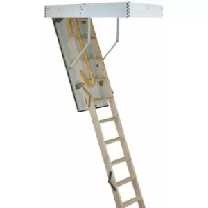 Image of 3 Section Timber Folding Loft Ladder & Handle Hatch & Frame 2.8m Max Height
