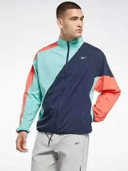 Image of Reebok Running Woven Windbreaker, Blue, Size L, Men