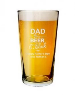 Image of Personalised Dad It'S Beer O Clock Pint Glass, Women