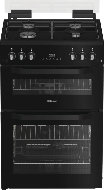 Image of Hotpoint HDG6GDCB1 Double Oven Gas Cooker with Variable Gas Grill - Black - A+ Rated