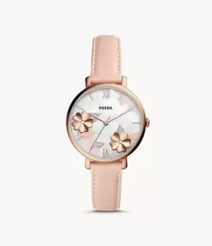 Image of Fossil Women Jacqueline Three-Hand Blush Leather Watch