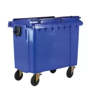 Image of 1100L Blue Wheelie Bin with Lockable Lid - 1330 x 1400 x 1090