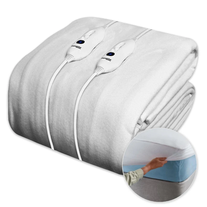 Image of Dreamcatcher Luxury Polyester Electric Blanket Heated Fully Fitted Under Blanket 3 Heat Settings - Single/Double/King/Super King Size: Super King Wh