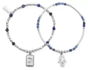 Image of ChloBo GBSET33733375 Sterling Silver And Blue Beads Manifest Jewellery