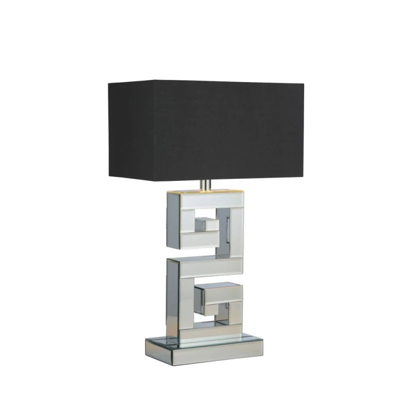Image of Lighting Collection Mirror Table Lamp With Grey Shade Table Lamp in Silver Silver Unisex