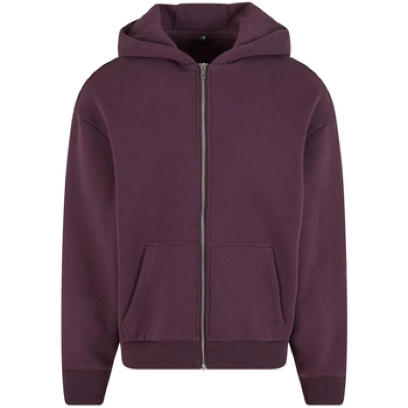 Image of Build Your Brand Mens Fluffy Full Zip Hoodie in Purple Size: XS Purple Male XS