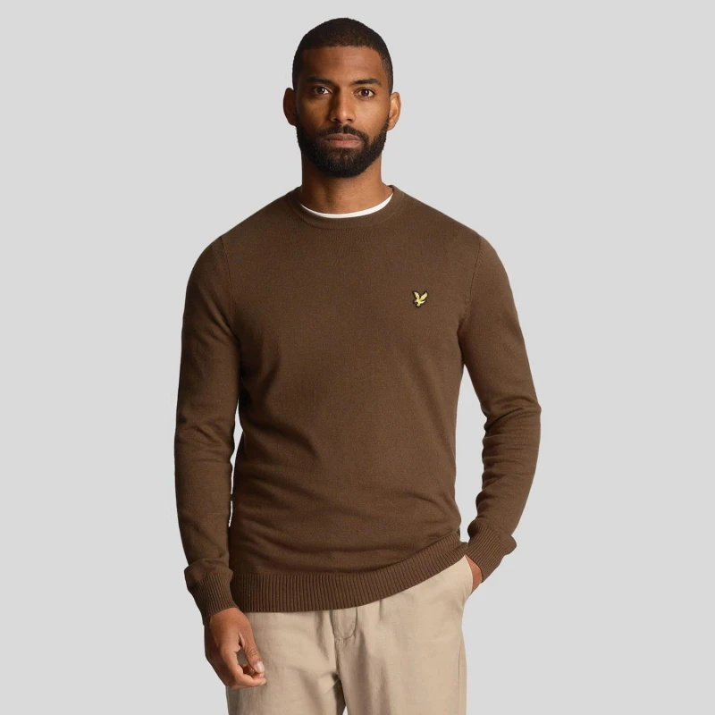 Image of Lyle and Scott Merino Crew Knit Sweater - Green Green XS