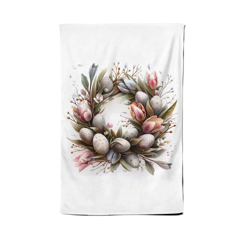 Image of Warren Reed - Designer Easter Egg Wreath Tea Towel Multicolor Unisex
