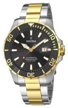 Image of Festina F20532-2 Mens Automatic Two Tone Steel Bracelet Wristwat Colour - Black