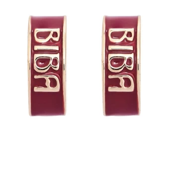 Image of Biba Enamel Huggies Hoop Earrings - Burgundy