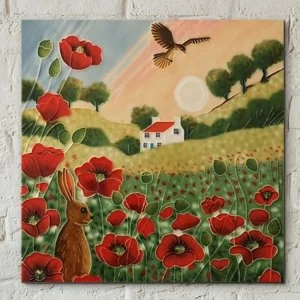Image of Tile 8x8 Poppy Meadow Sunset By J Yates Wall Art