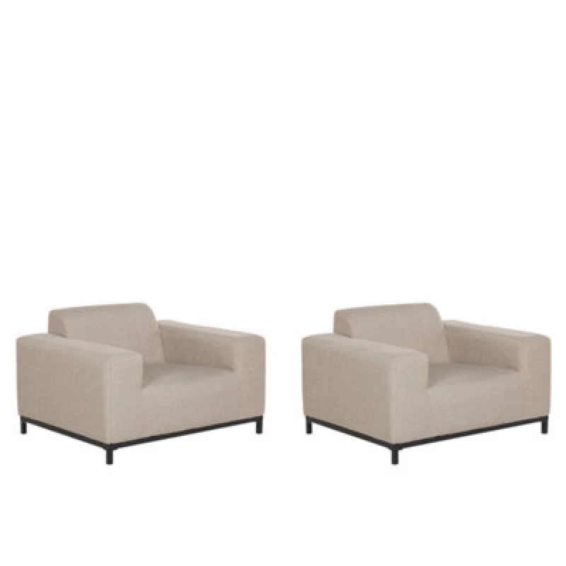 Image of Beliani Set Of 2 Garden Armchairs Beige With Black Rovigo