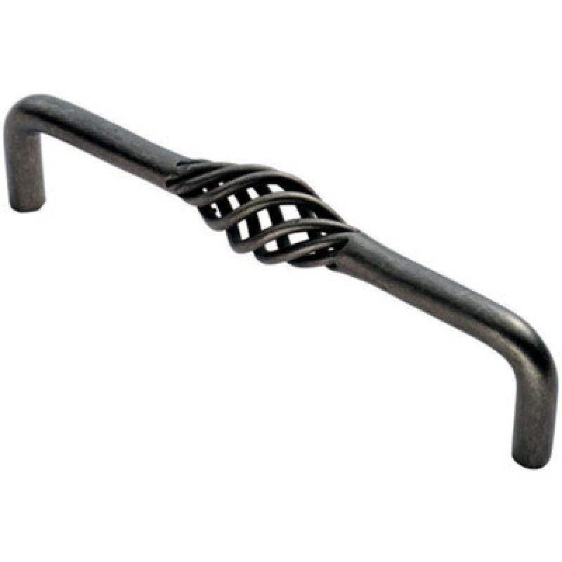 Image of Loops Steel Cage D Type Cabinet Pull Handle 128mm Fixing Centres Antique Steel Metallics unisex