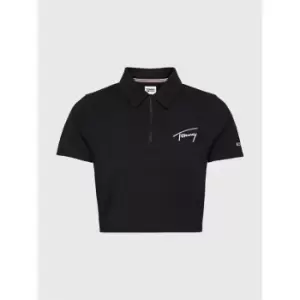 Image of Tommy Jeans Cropped Chest Signature Top - Black