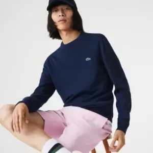 Image of Lacoste Mens Organic Cotton Crew Neck Sweater Size 4 - M Blue Chine