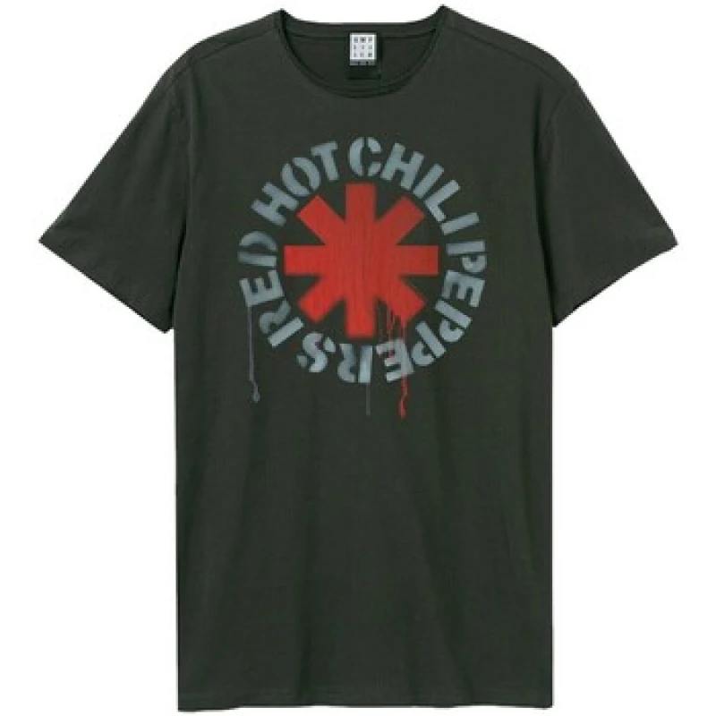 Image of Amplified Amplified Men Red Hot Chili Peppers Logo T-Shirt in Charcoal Size: X-Small Charcoal XS Male 5063527284334
